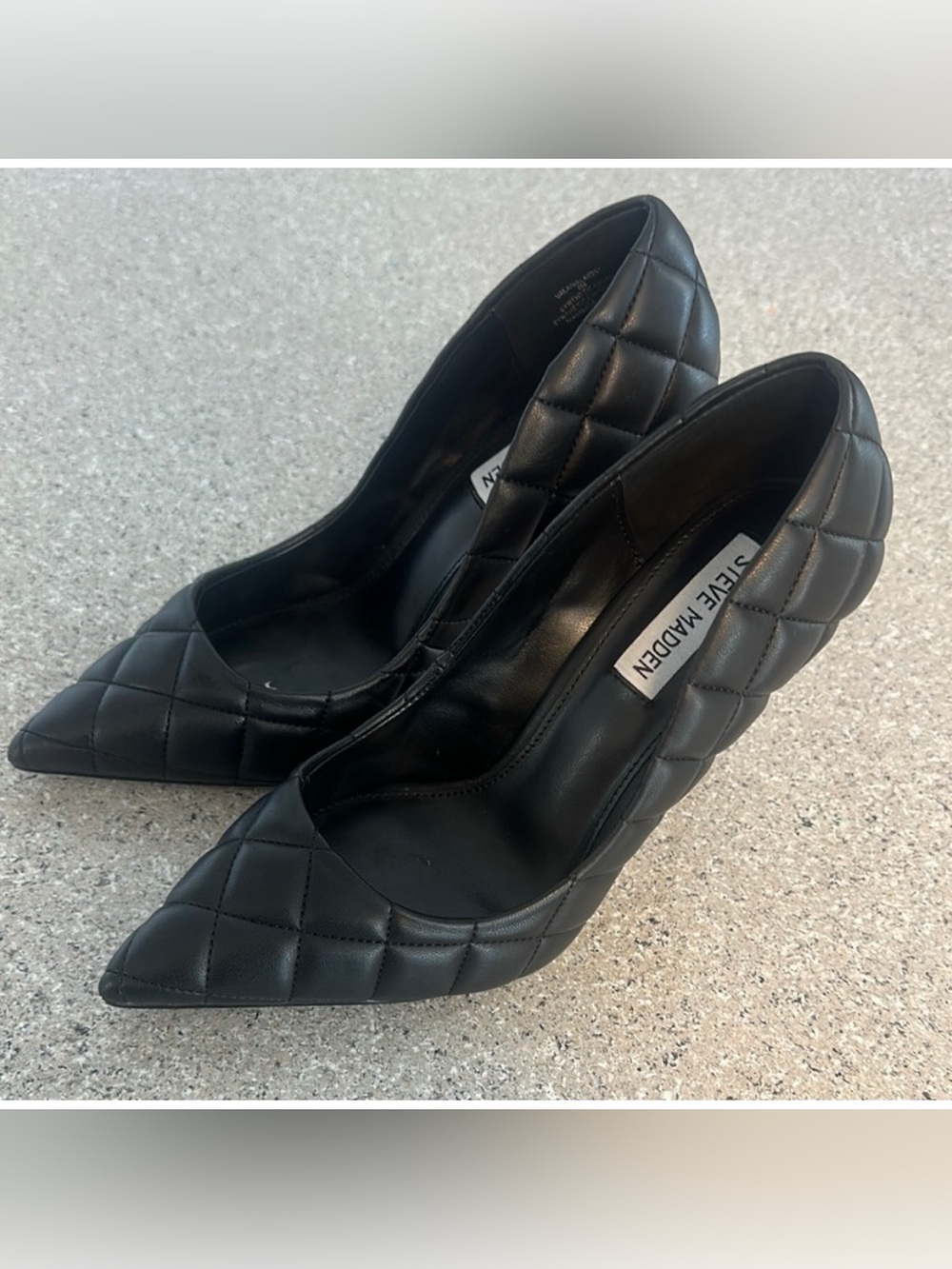 STEVE MADDEN Vala Black Quilted Pumps Heels Stilettos Classic